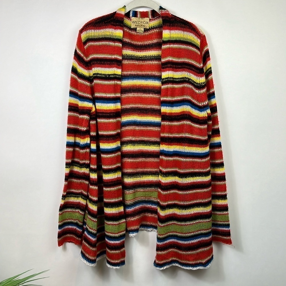 Wildfox Mohair Striped Mexican Blanket Cardigan Small Knit Colorful Small - Picture 3 of 6